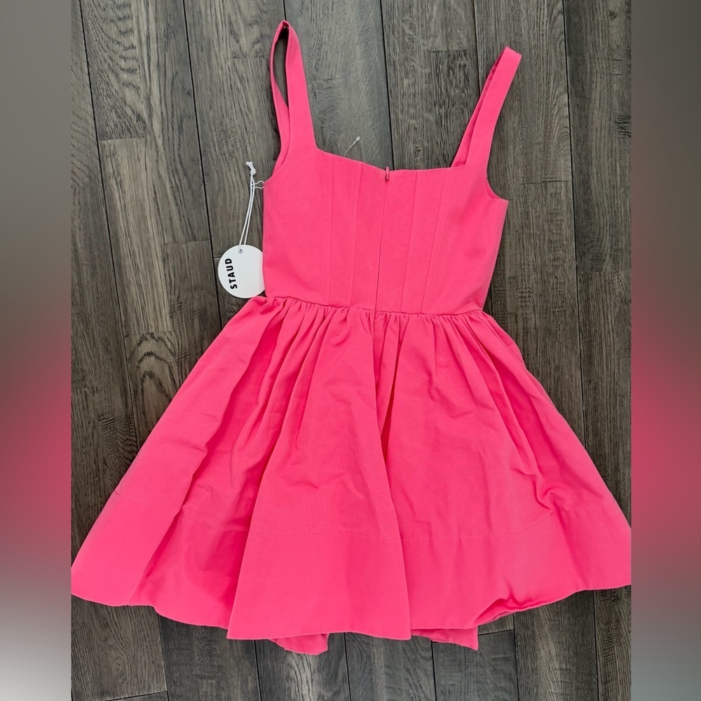 STAUD Landscape Dress Vibrant Pink Flare Dress Sz 0 NWT 395$ - Picture 10 of 10